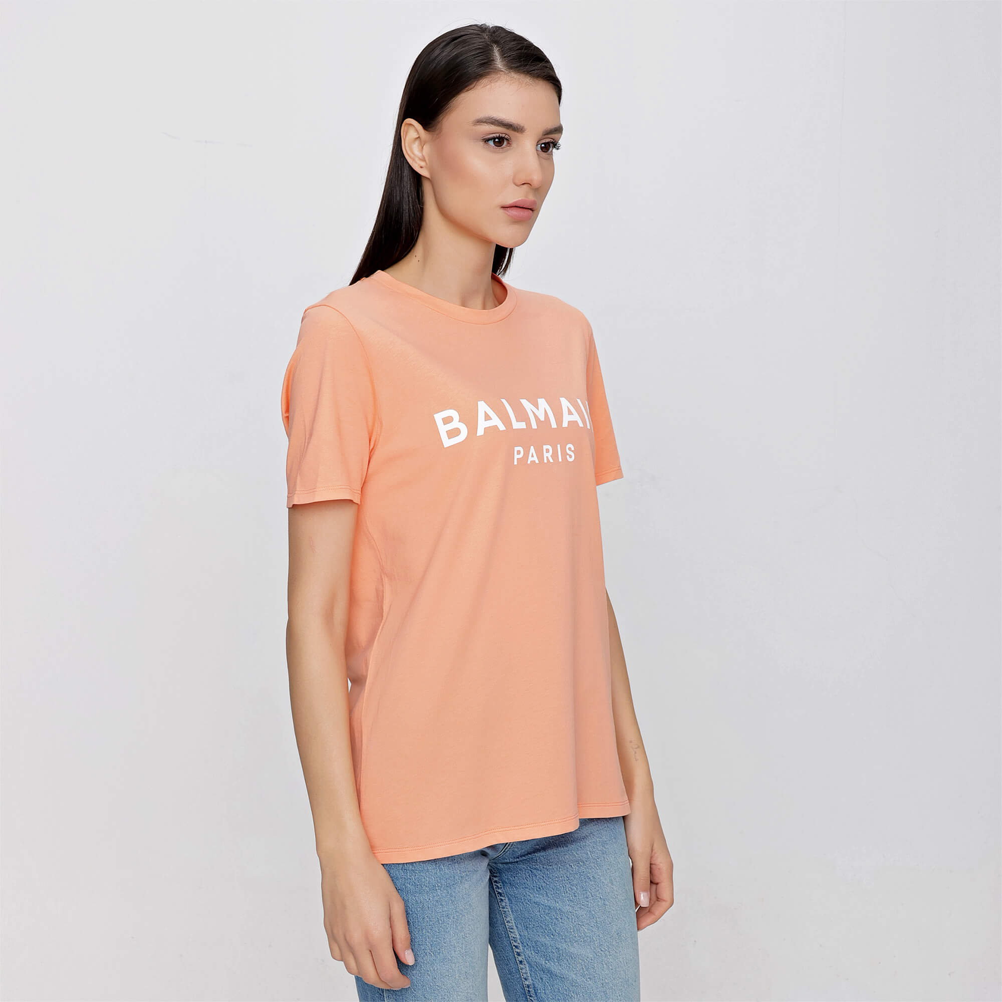 Balmain - Melon Color Balmain Logo Print T-shirt